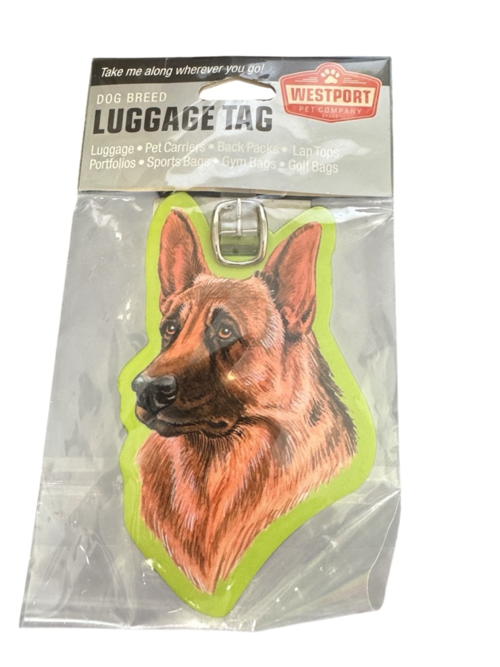 Westport Pet Company German Shepherd Luggage Tag Die-Cut ID Tag for Travel